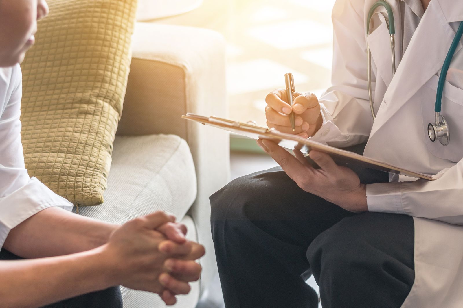 Provider consulting with a patient
