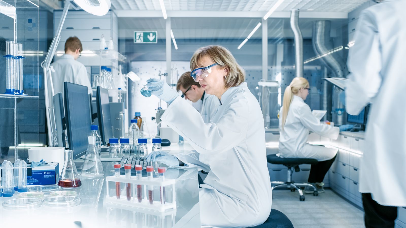 Scientists working in a research laboratory