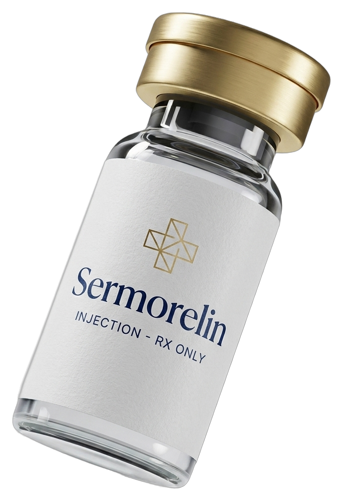 Sermorelin peptide vial, injection, prescription only